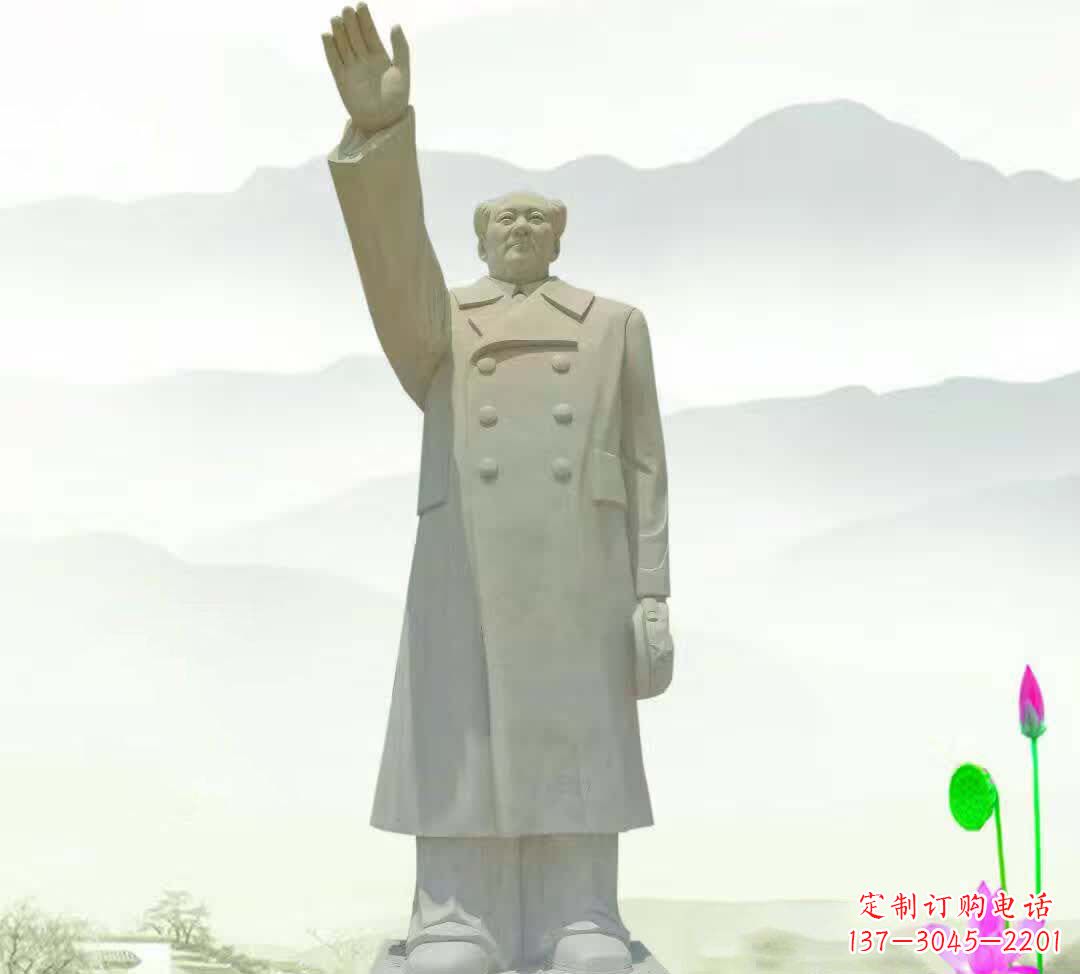 泰州汉白玉挥手毛泽东雕塑