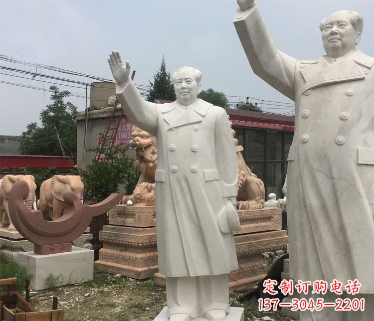泰州汉白玉挥手的毛主席广场伟人石雕 (2)