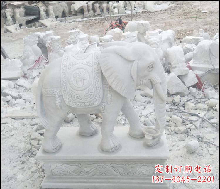 泰州汉白玉吉祥大象雕塑