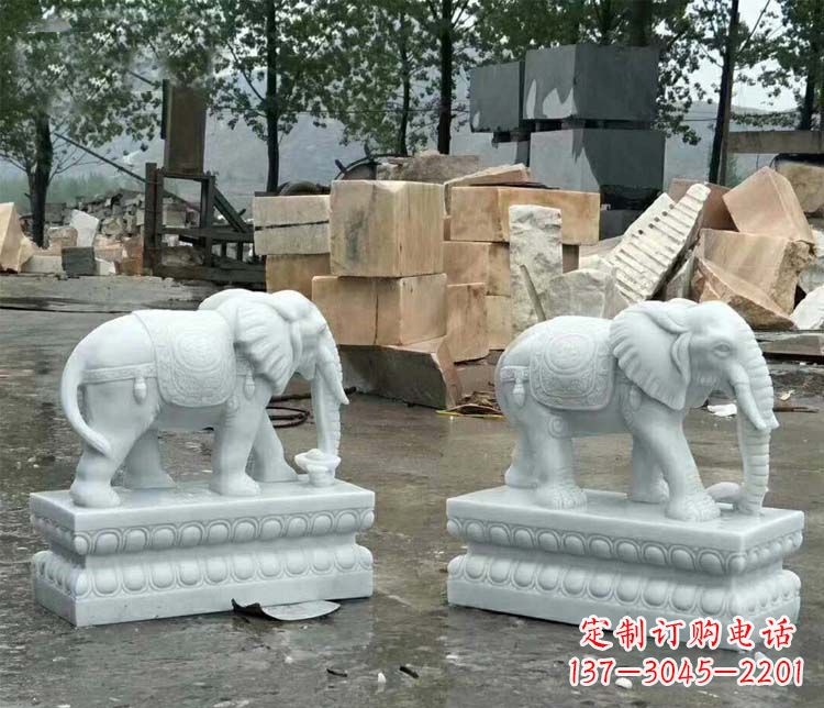 泰州守护吉祥家门的玉质大象雕塑