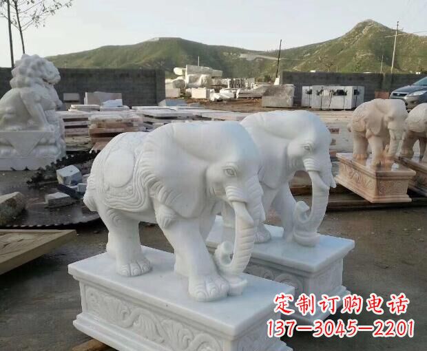 泰州高雅大气的汉白玉吉祥大象门口雕塑