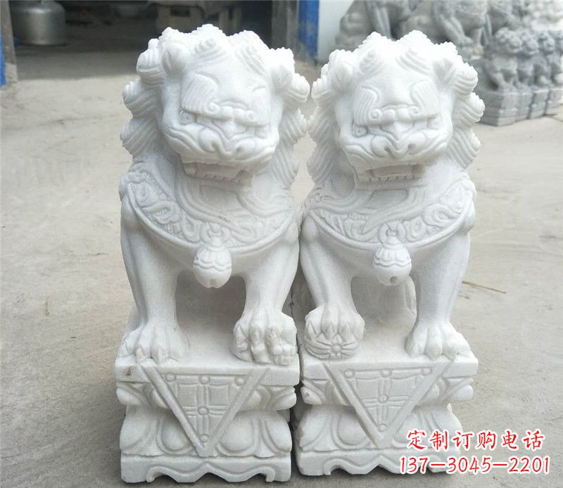 泰州汉白玉酒店吉祥狮子门墩