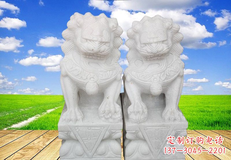 泰州汉白玉看门狮子石雕