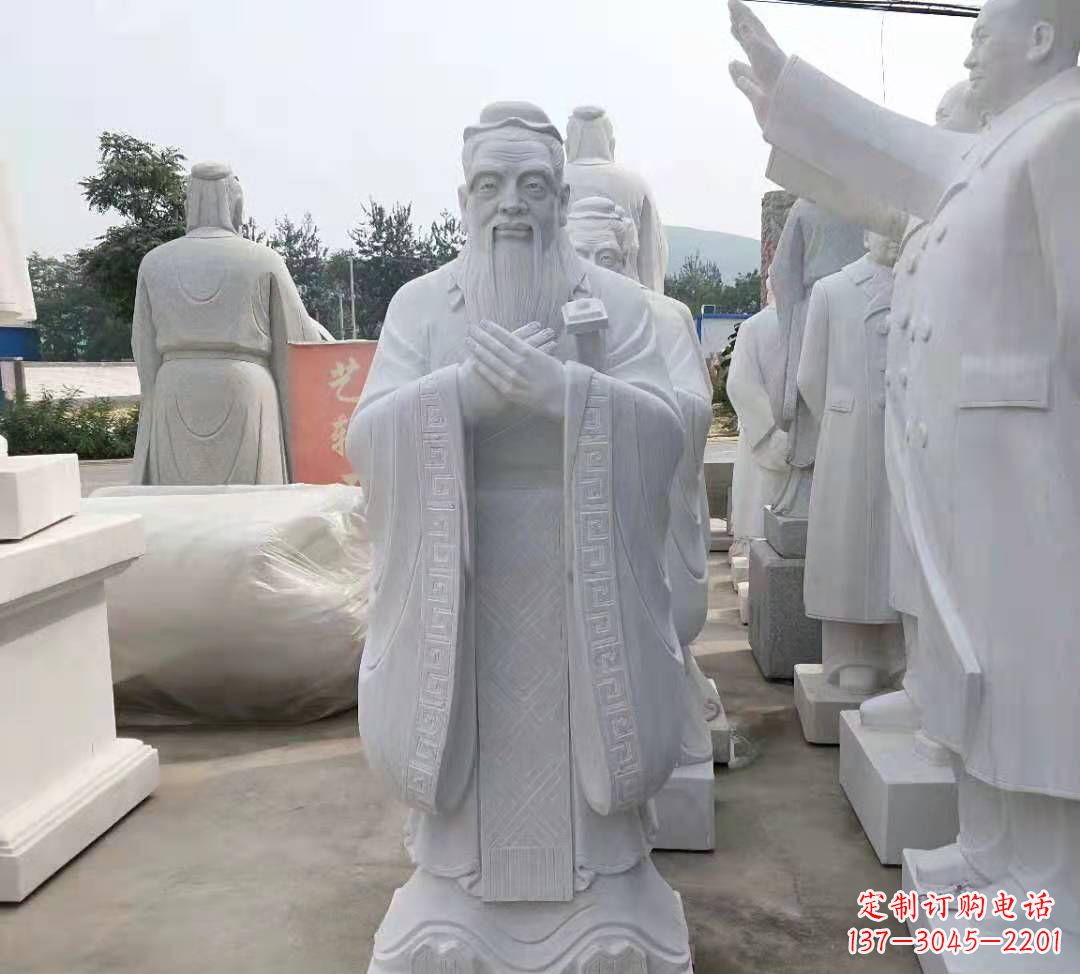泰州精美绝伦的汉白玉孔子雕塑