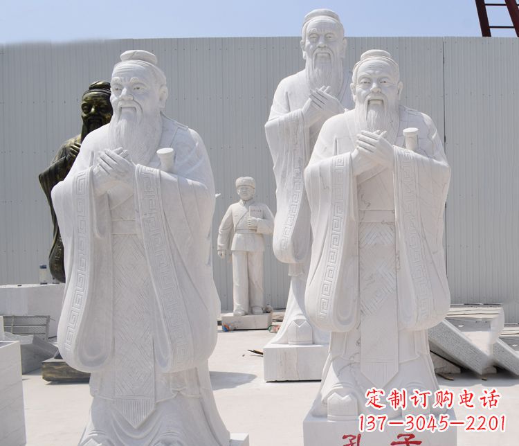 泰州汉白玉孔子校园古代名人石雕 (2)