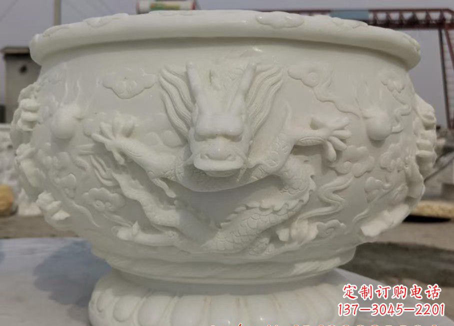 泰州中领雕塑汉白玉龙鱼缸雕塑,是由专业雕塑定…