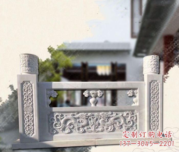 泰州汉白玉龙石栏板雕塑