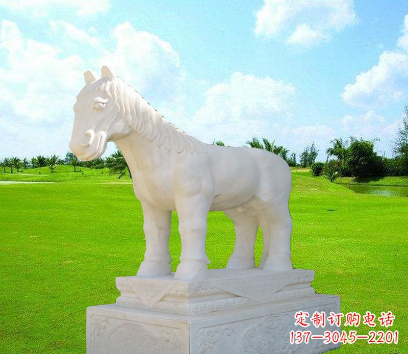 泰州汉白玉马石雕广场动物雕塑