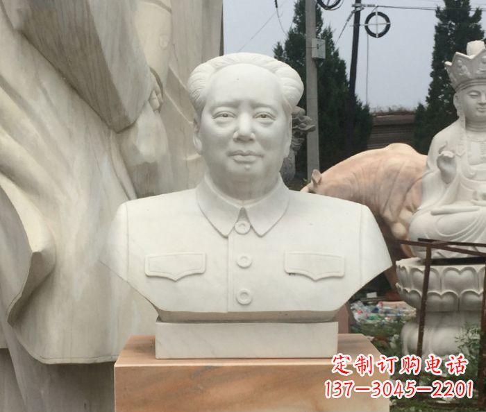 泰州高端汉白玉毛主席胸像校园伟人石雕