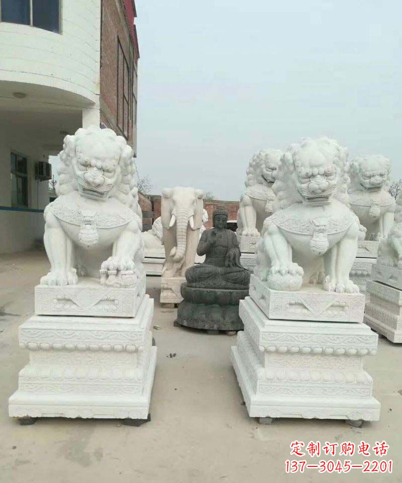 泰州汉白玉门口狮子雕塑