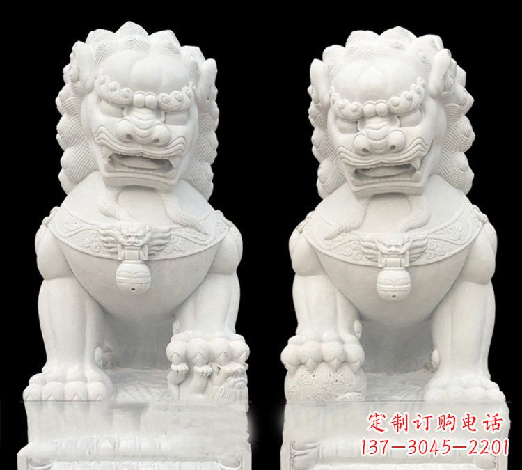 泰州汉白玉门口用石雕狮子
