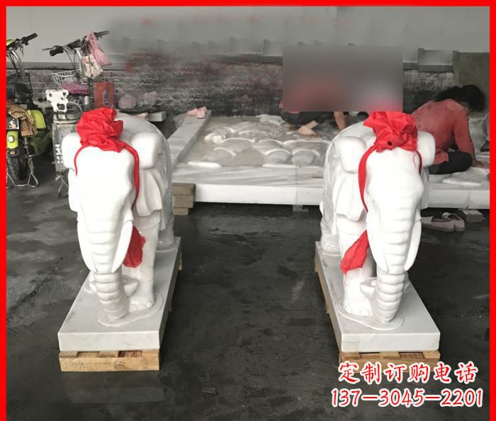 泰州汉白玉门口招财小象石雕