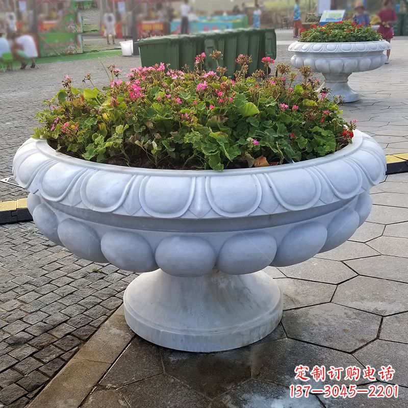 泰州汉白玉欧式石雕花盆,令您的家园更加精致