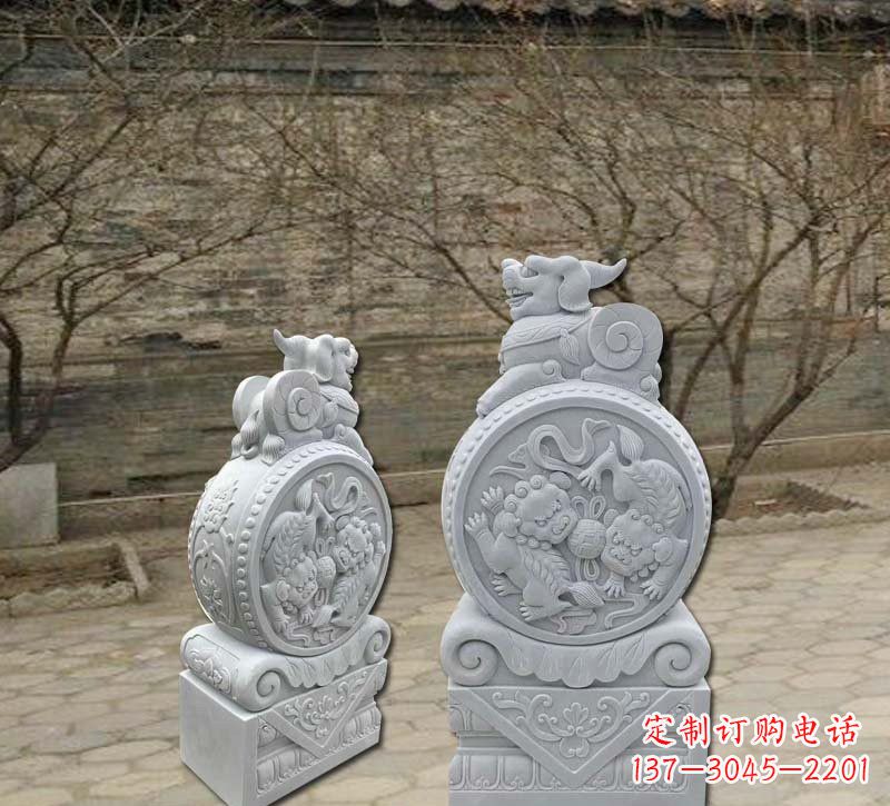 泰州汉白玉貔貅门墩