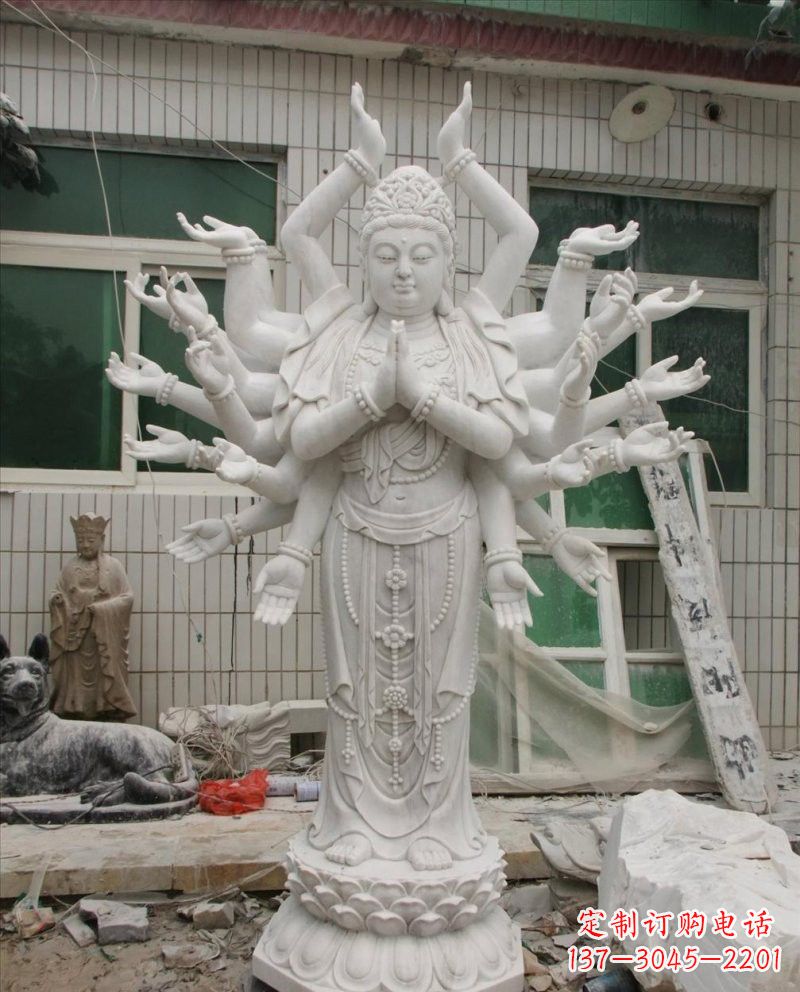 泰州汉白玉千手观音雕塑,精致细腻,深具宗教意义