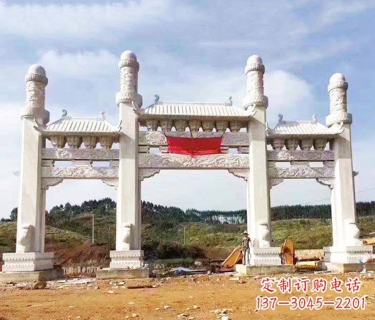 泰州精美白玉牌坊石雕,品质缔造传世绝品