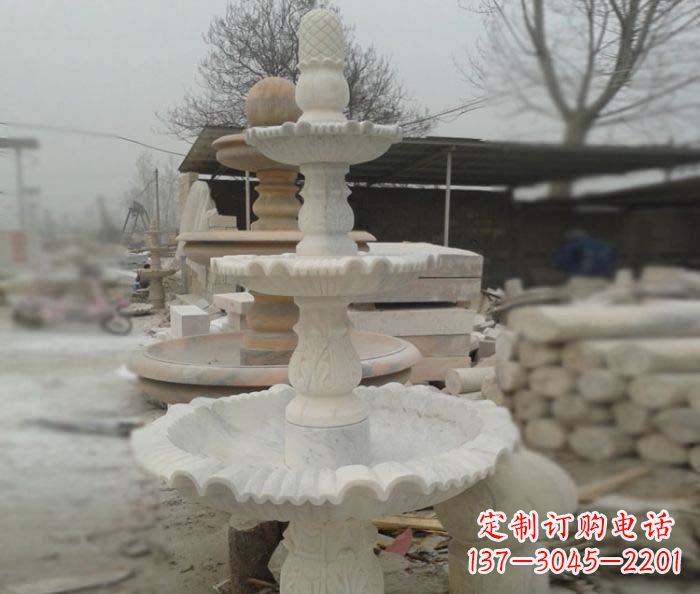 泰州汉白玉三层别墅小型喷泉石雕,让你的空间更加优雅