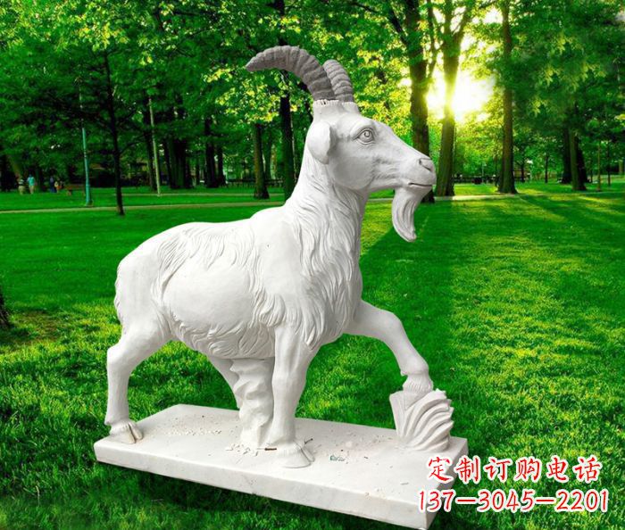 泰州汉白玉精美山羊雕塑