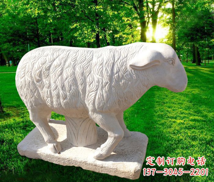 泰州中领雕塑的汉白玉山羊石雕是一件雕刻精美的…
