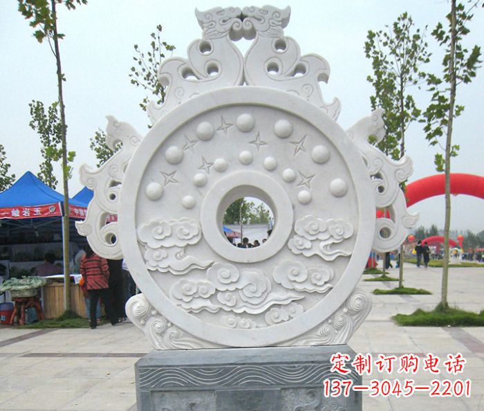 泰州精雕细琢汉白玉双龙石门墩雕塑