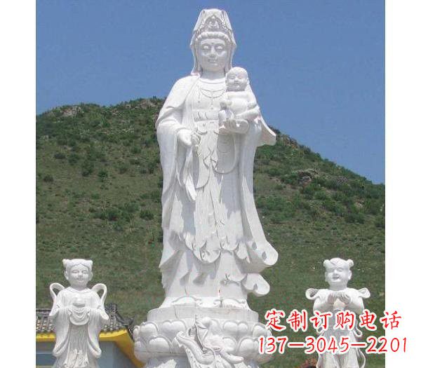 泰州汉白玉观音善财童子龙女雕塑
