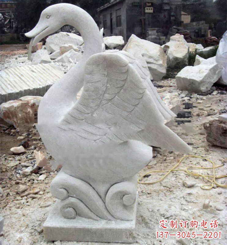 泰州汉白玉天鹅喷泉,小区售楼部装饰喷水天鹅雕塑摆件