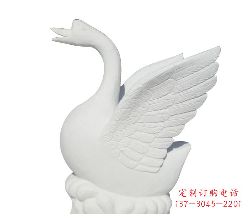 泰州汉白玉天鹅雕塑