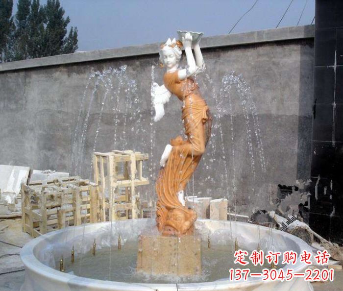 泰州高端石膏西方人物公园喷泉雕塑