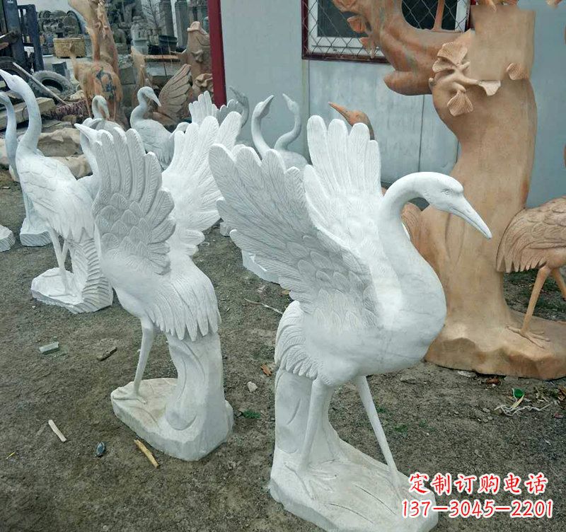 泰州汉白玉仙鹤石雕