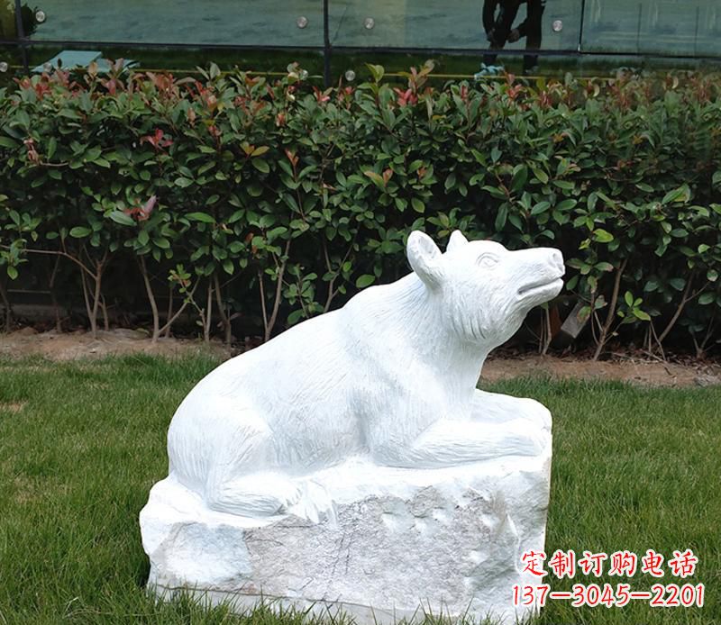 泰州唯美可爱的汉白玉小区动物熊雕塑
