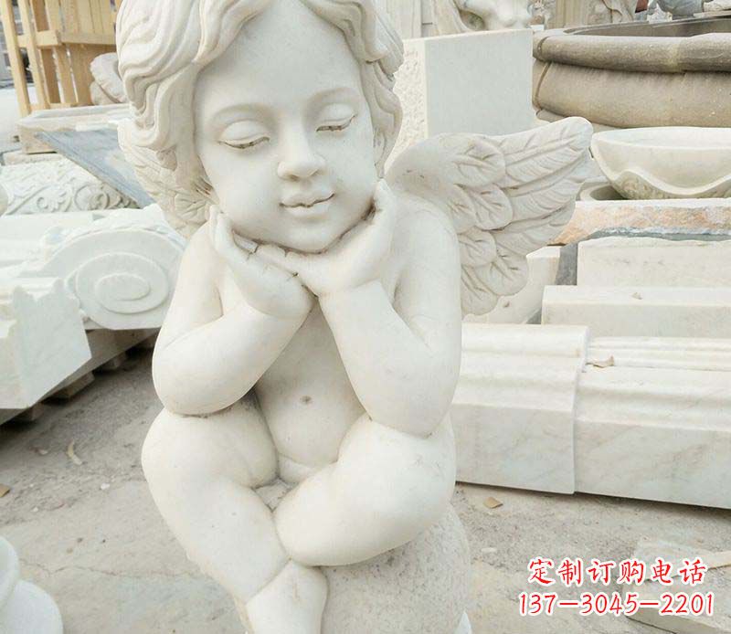泰州汉白玉小天使西方儿童石雕,让孩子们拥有属于自己的天使
