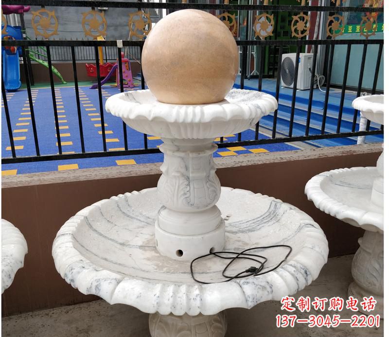 泰州高贵典雅的汉白玉风水球雕塑
