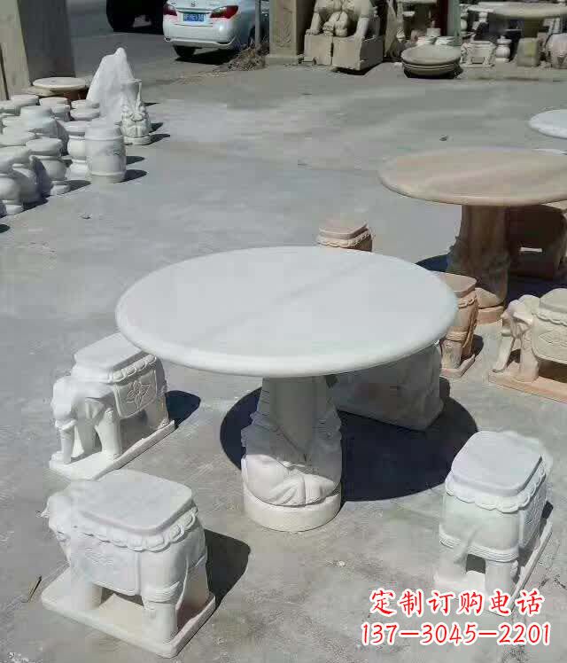 泰州百变汉白玉圆形石桌凳,让家居更具格调