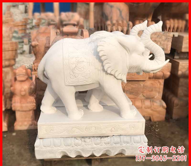 泰州汉白玉招财大象雕塑