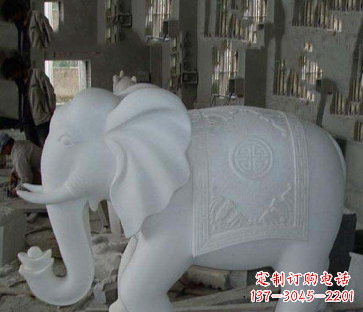 泰州汉白玉大象雕塑,带来好运