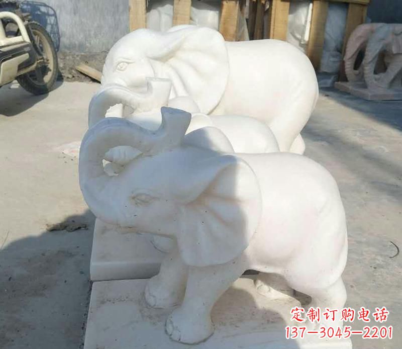 泰州高端汉白玉招财小象雕塑