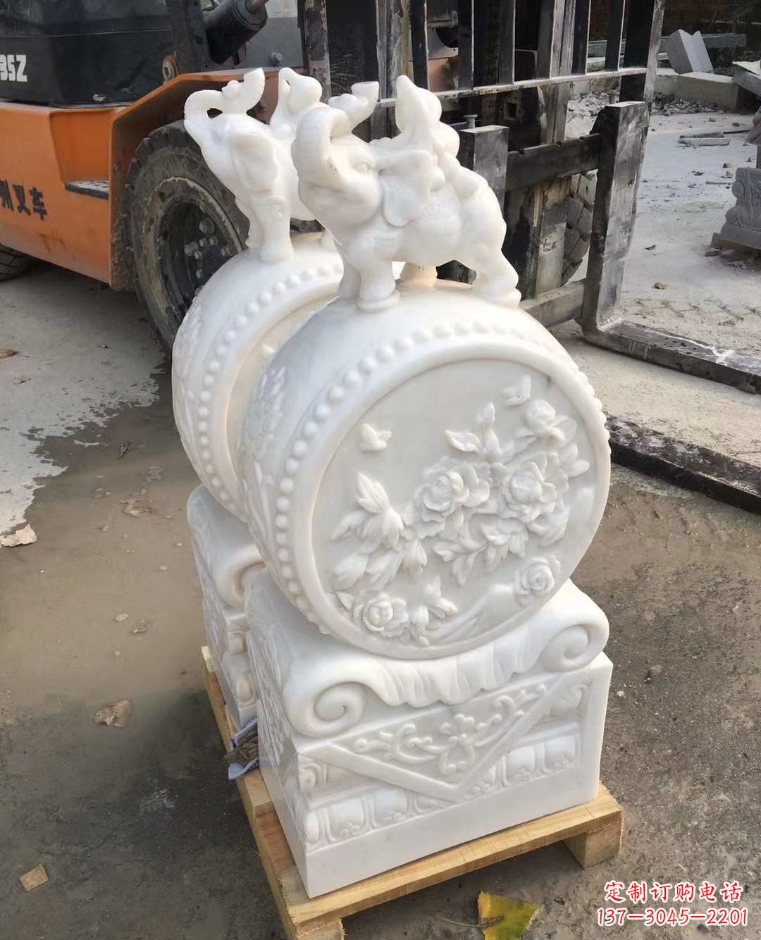 泰州精致小象招财石门墩,树立你的百年吉祥