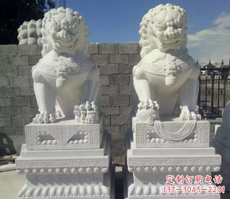 泰州汉白玉镇宅狮子石雕塑