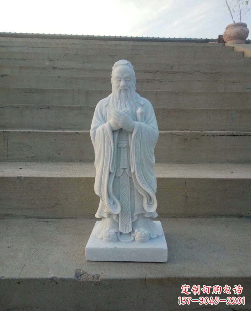 泰州汉白玉孔子石雕,雕刻传承千百年文明