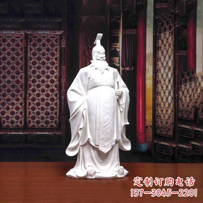 泰州汉白玉石雕刻,高贵内敛的汉武帝刘彻汉雕像