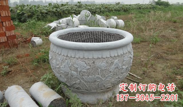 泰州荷花花盆公园景观石雕,千般美妙一览无余