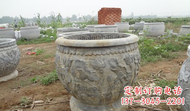 泰州荷花花盆公园景观石浮雕