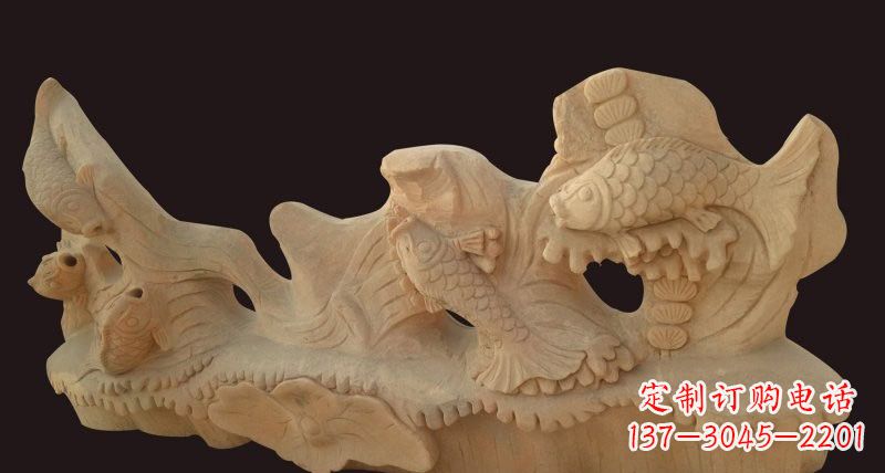 泰州荷花鲤鱼石雕,精美绝伦