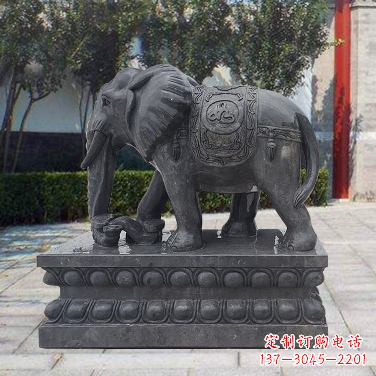 泰州黑色石雕大象