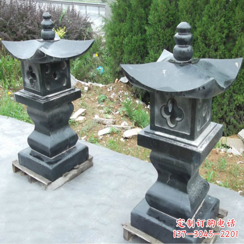 泰州黑曜石材质灯笼雕塑