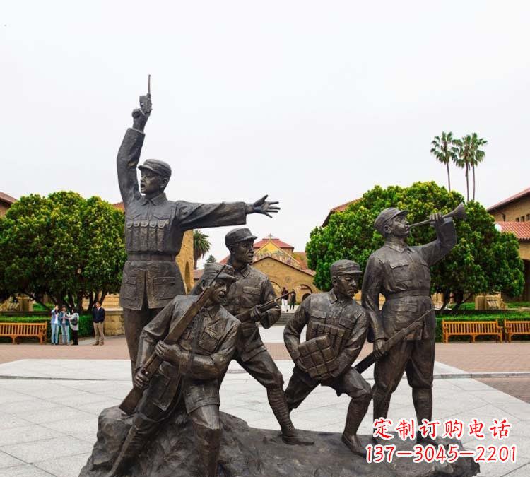 泰州红军打仗冲锋纪念铜雕