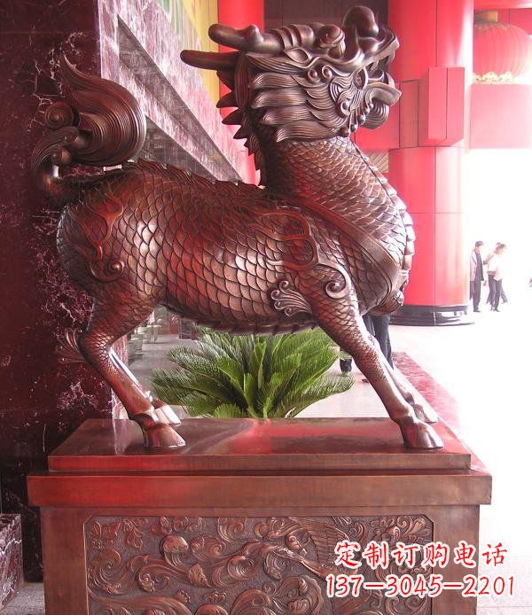 泰州红铜麒麟神兽铜雕