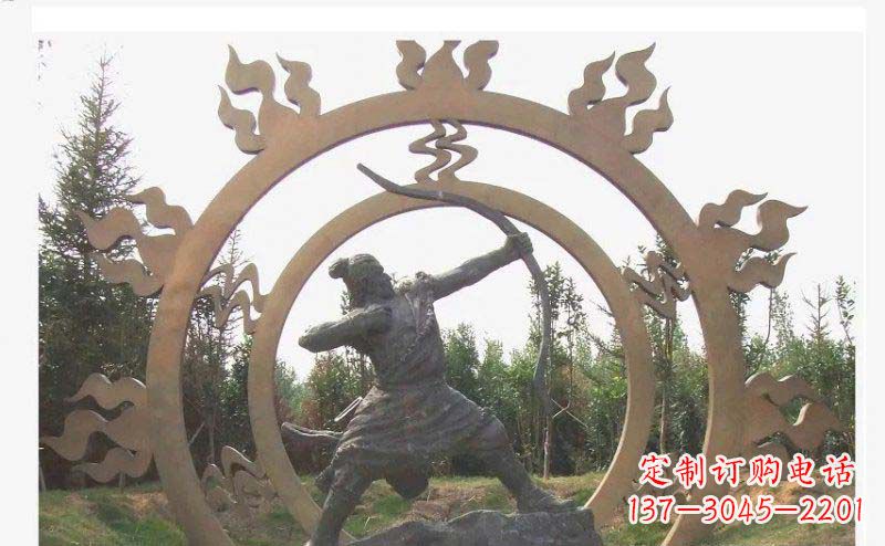 泰州后羿射日玻璃钢仿铜人物雕塑