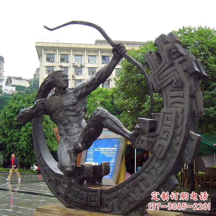 泰州后羿射日-城市历史文化人物铜雕塑