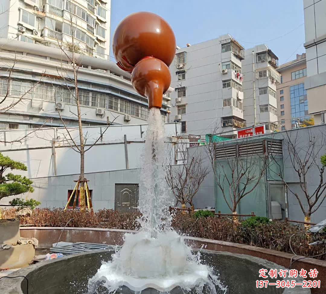 泰州葫芦广场喷泉雕塑,精致唯美